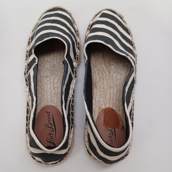 Lucky Brand Flats Tashii Canvas Espadrilles Black Stripes Womens 7 - Picture 11 of 15